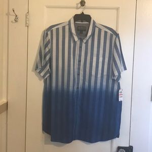 Midnight blue stripped woven men's shirt